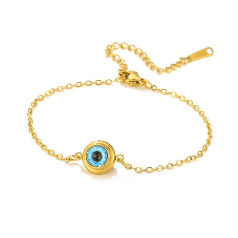 Adjustable Evil Eye Pendant Bracelet - Thin Design