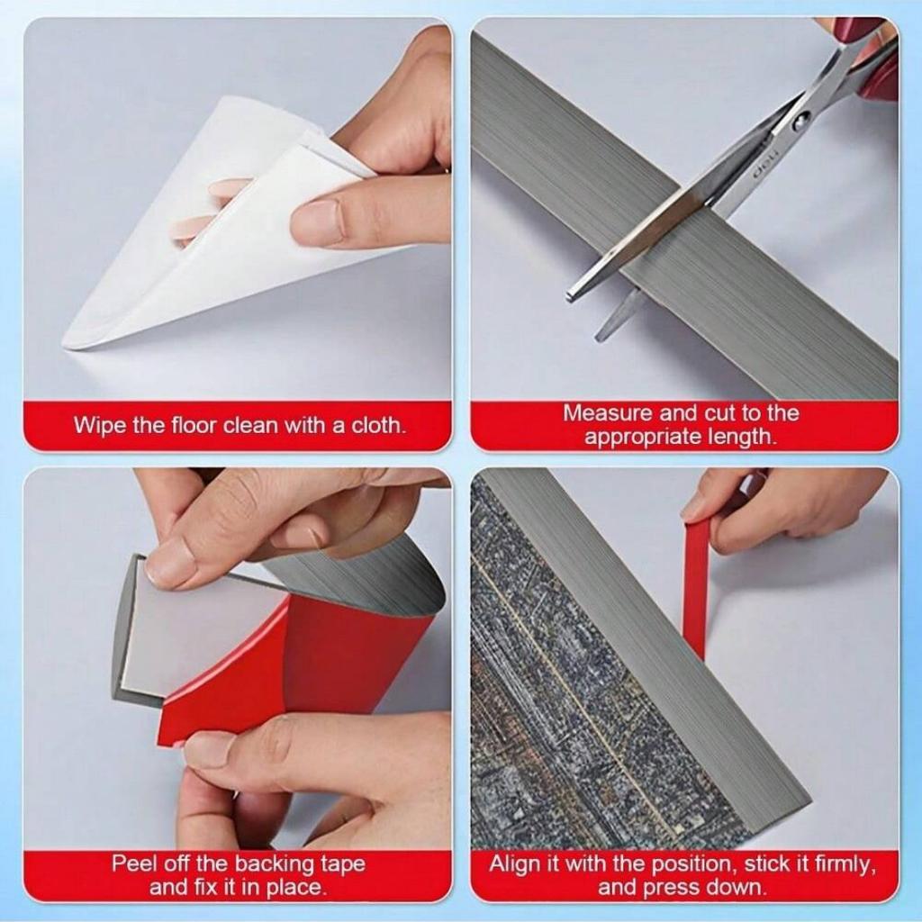 1PC 2m/78.74inch Floor Transition Strip Self Adhesive Carpet & Flooring Transitions Edging Trim Strip PVC Threshold Transitions