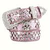 Fashion Diamond Western Cowboy Style Y2K Women's Belt PU Leather BB Belt Denim Dress Accessories