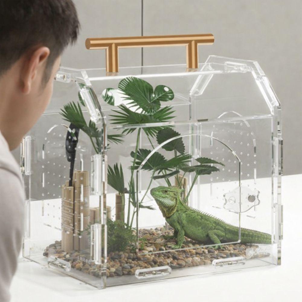 Magnetic Snap Closure Reptile Breeding Box Acrylic Spider Observation Box  Observation