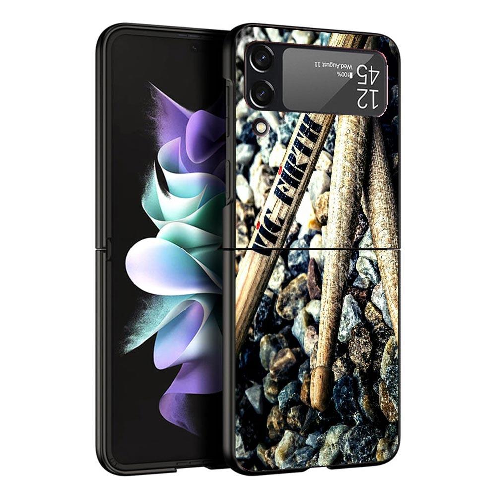 Musical Instrument Drum Rock Black Phone Case For Samsung ZFlip7 ZFlip6 ZFlip5 ZFlip4 ZFlip3 5G Hard Protective Galaxy Z Flip 3