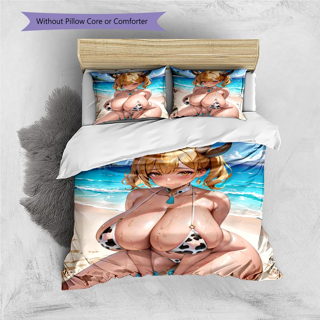 Set Copripiumino Trapuntato con Motivo Anime Federe Decorazione Casa Regalo di Compleanno (1 * copripiumino + 2 * federa, senza nucleo)