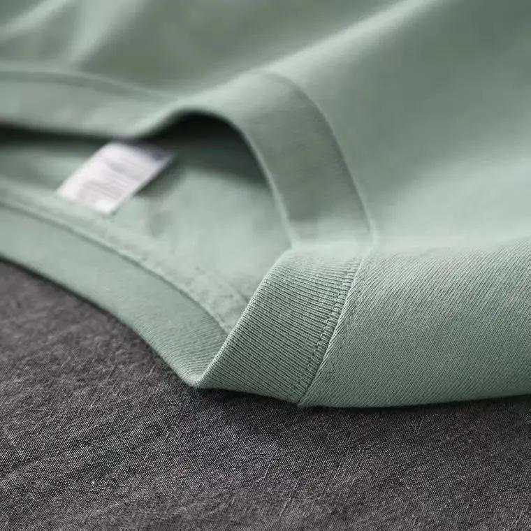 Men Women Green T-shirt Cotton Short-sleeved Top Korean T-shirt Green Thick Cotton Half-sleeve Unisex T Shirt