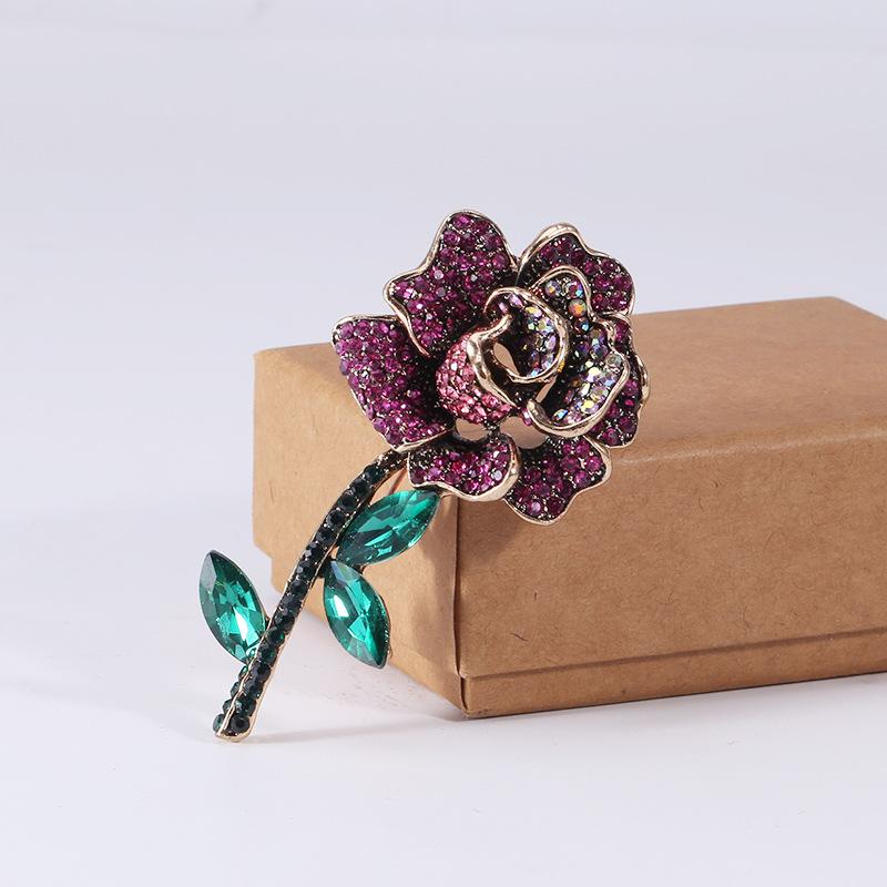 Strass-Rosenbrosche, Hochwertiger Einfacher Schmuck mit Temperament, Elegante Accessoires, Anti-Licht Kragenstift