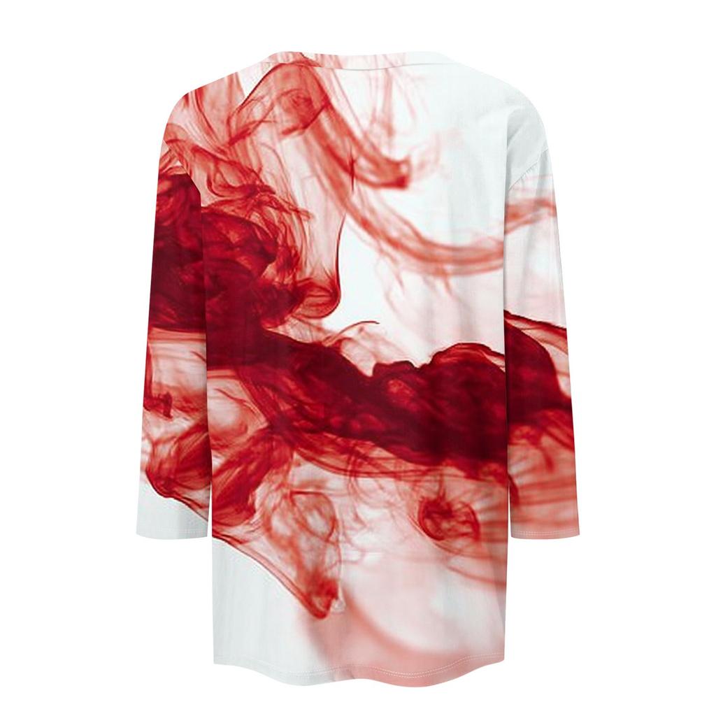 Women's Fashion Casual Three-quarter Sleeve Halloween Printed Round Neck Top