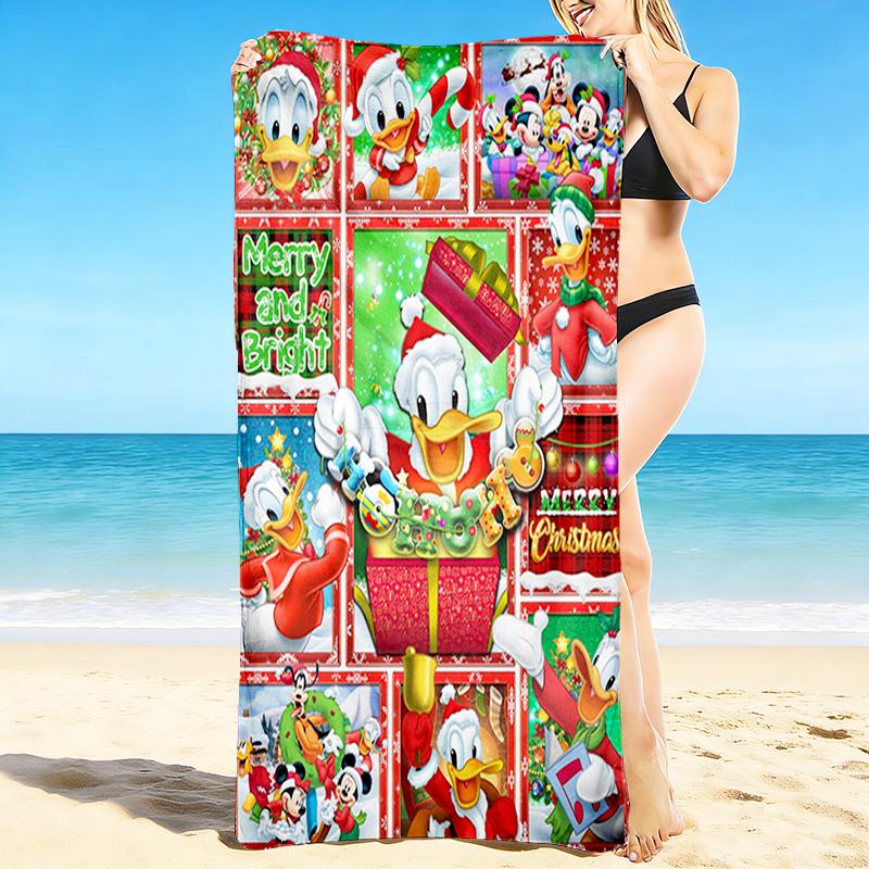 1Pc Christmas Duck Tales Compilation Beach Towel, Quick Dry, Multi-Use for Beach Pool Gym Yoga Home Travel, Christmas, Halloween, Xmas Gift S929167