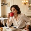 Enamel Coffee Mug Style Kitchenware Handle Color Solid Vintage with Heat Resistant Drinking Cup Durable Portable Tableware for Home