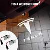 For 2/4Pcs Car Door Projector Lamps Welcome Lights Accessories Model 3 S X Y Cybertruck Roadster SpaceX