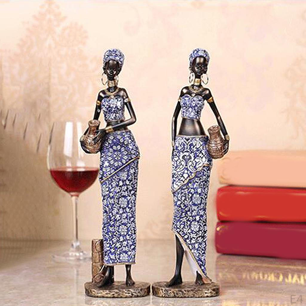 Resin African Female Figure Sculpture Tribal Women Statue for Decoration