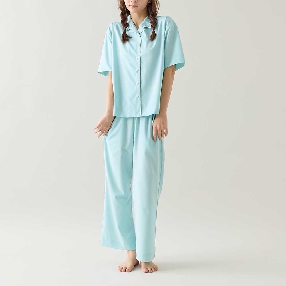 Gunze TZX696 Tuche Short Sleeve and Long Pants Navy Women's Pajamas,