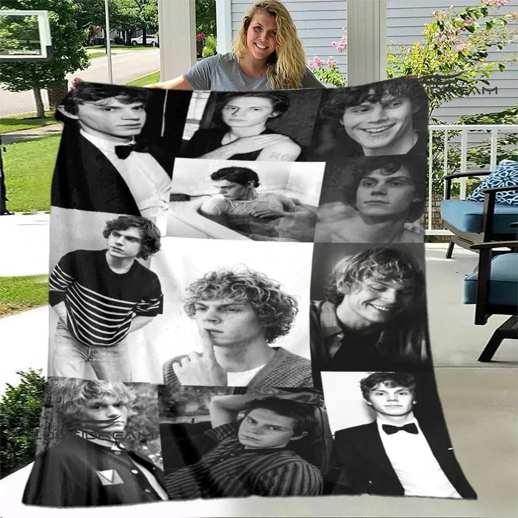 3D Evan Peters pattern printed blanket fashion keeps warm beautiful blankets soft and comfortable blanket birthday gifts