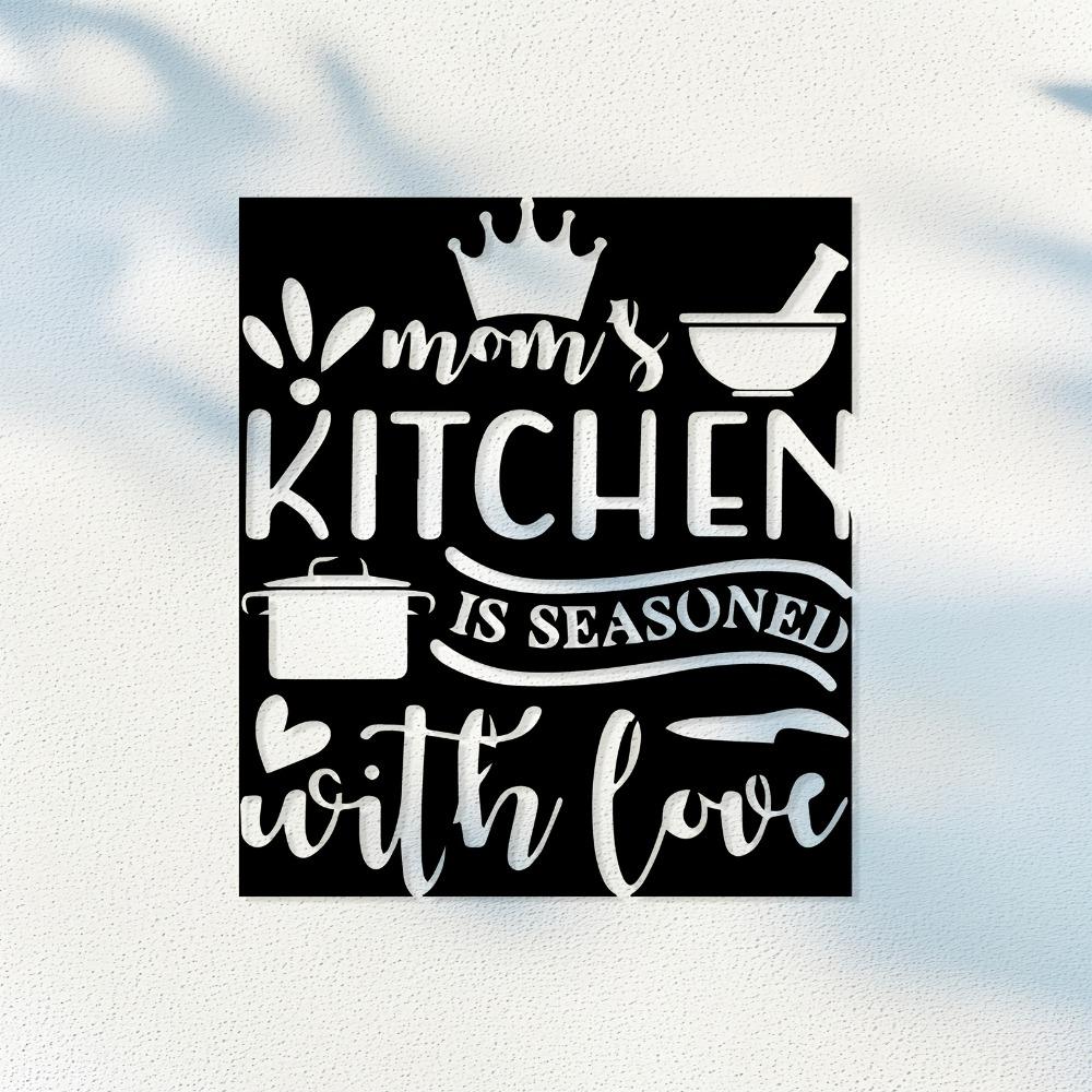 Wrought Iron Kitchen Wall Art Decor, Rustproof Metal Sculpture for Mother, Farmhouse Cooking Sign, Outdoor Fence Mural, Gift for Mom