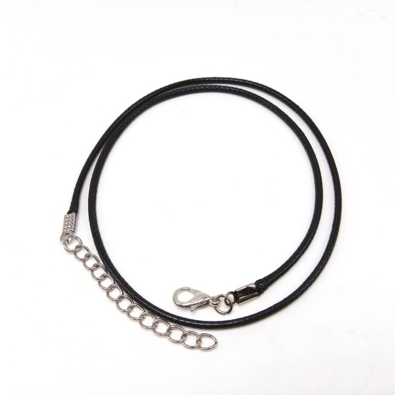 

45+5CM Leather Rope Necklace DIY Zircon Accessories Korean 1.5mm With Extended Chain Collar Lobster Buckle Black PU Wholesale