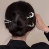 New Black Crystal Moon Hair Stick for Women Vintage Metal Chinese Style Chopstick Shaped Hairpin Headdress Hair Accessories