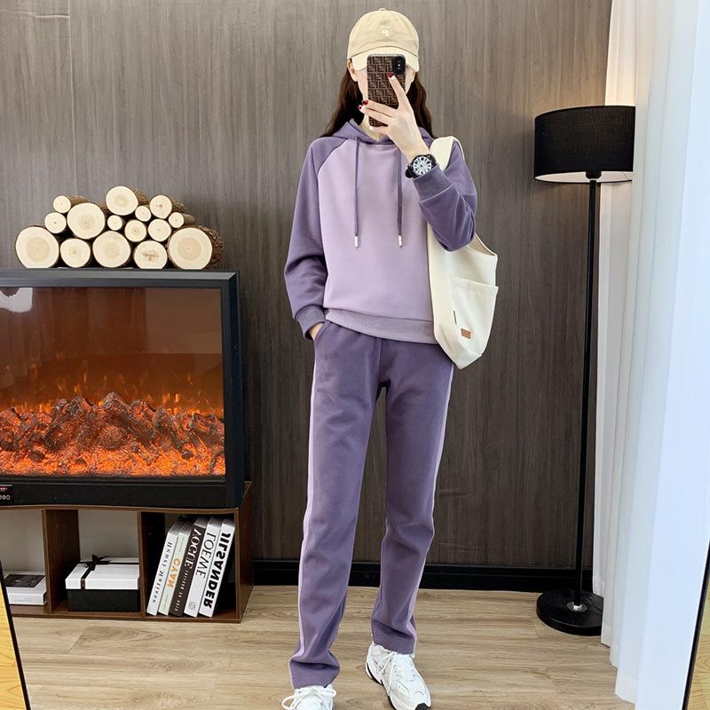 Costum Sportiv cu Glugă pentru Femei 2025: Set elegant din două piese cu mâneci lungi, cu croială largă, pentru primăvară și toamnă.