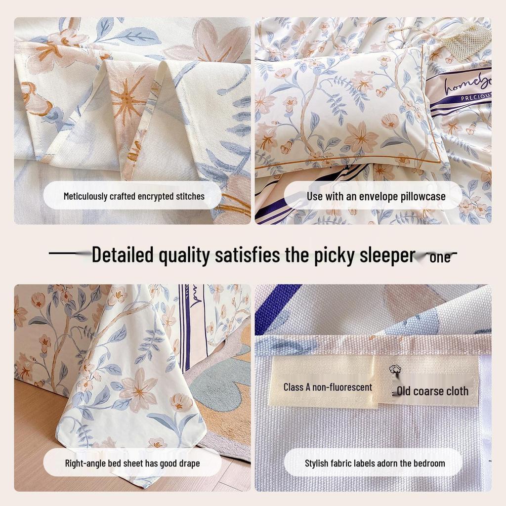100% Cotton Coarse Cloth Bed Sheet & Summer Duvet Cover with Pillowcase - Xinjiang Pure Cotton, Thick and Single Piece, Three-Piece Set