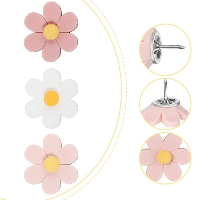 Elegant Flower Thumb Tacks set Flower Pushpins set Flower Shape Push Pins Multiple Use for Cork Boards & Bulletin Boards