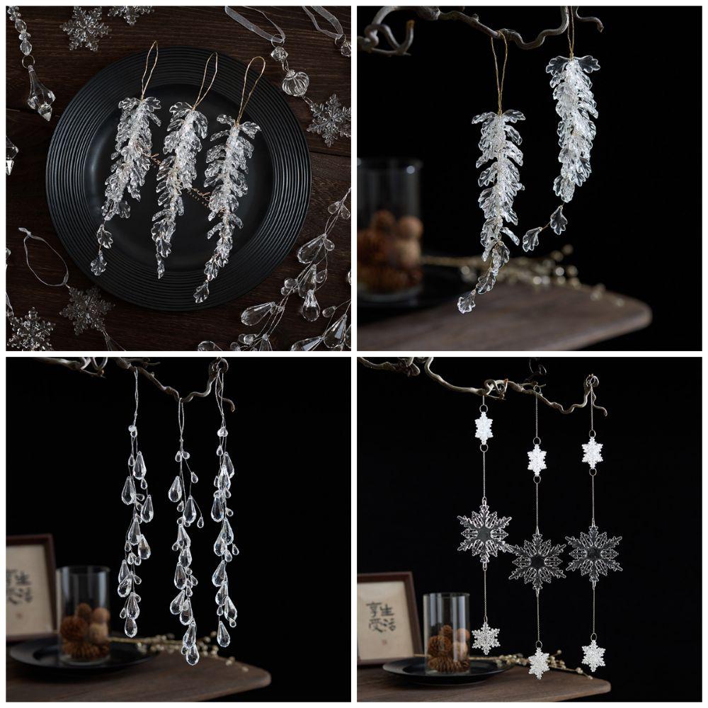 Transparent Christmas Hanging Pendants Snow Beads Star Xmas Tree Embellishment  Christmas