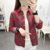 Spring and Autumn  College Style Women's Long Sleeved Bottom Top Cardigan Long Sleeved Fashion Plaid Shirt