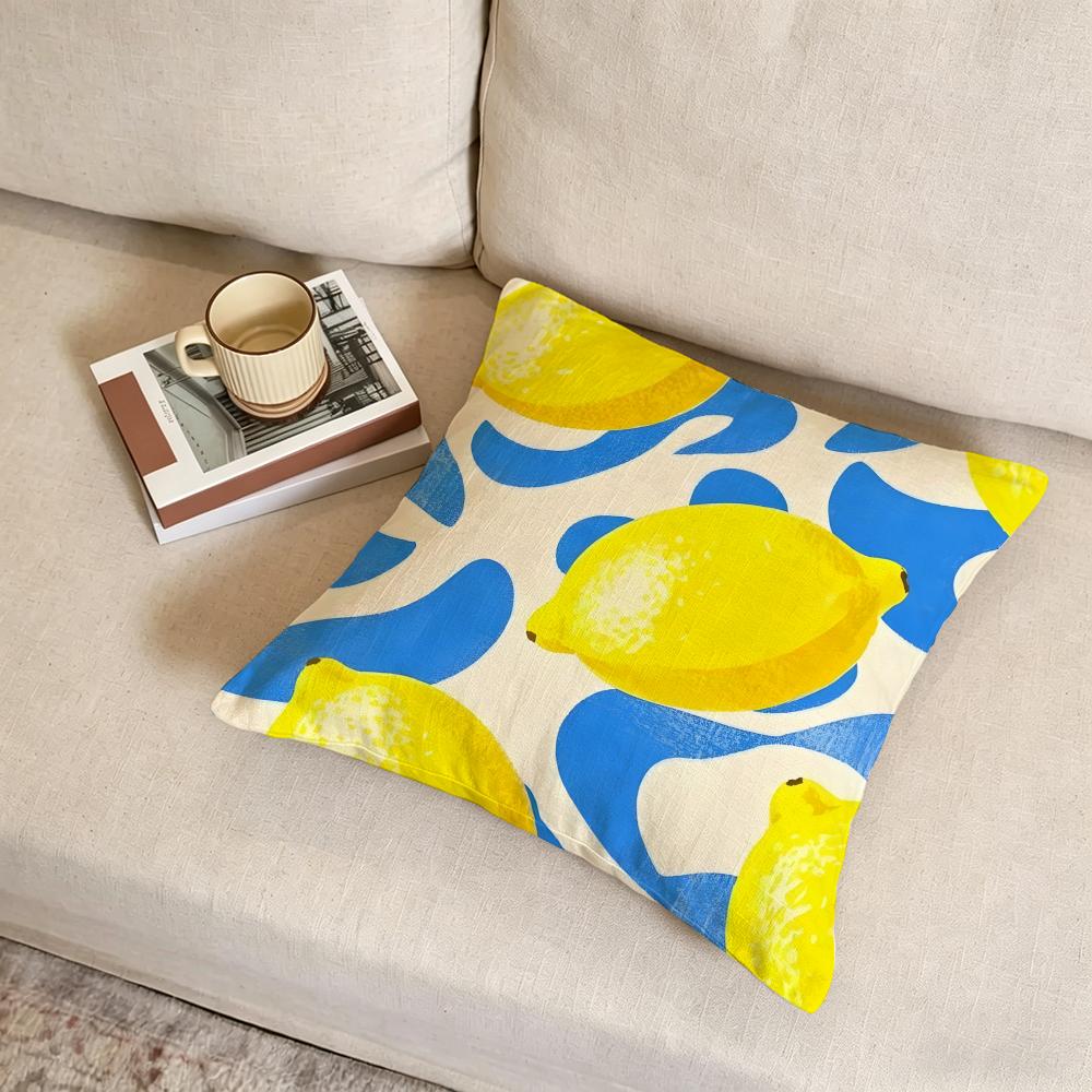 Y-Yellow Lemon Cushion Cover Fabric Soft Furnishing,Pillowcase, Cushion Cover, Sofa Pillow, Home Decoration