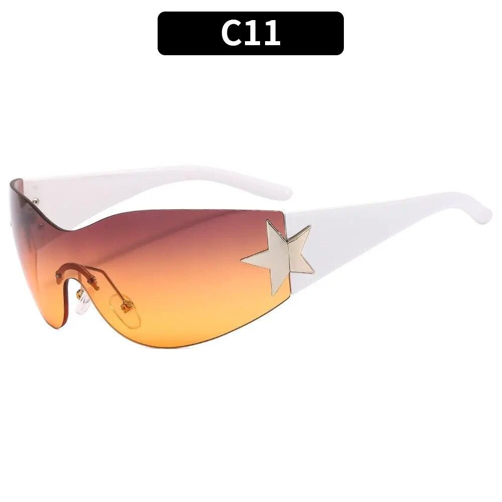 Lunettes de soleil sans monture Y2K pour femmes et hommes, tendance des années 2000, enveloppantes, Punk, une pièce, surdimensionnées, à la mode