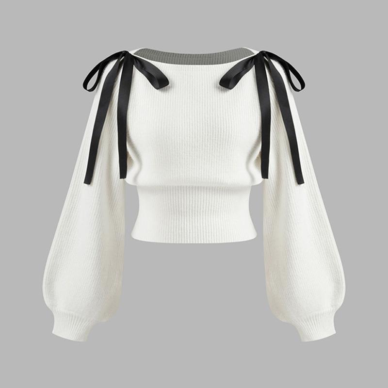 

Европейский и американский осенне-зимний милый стиль модный повседневный простой облегающий свободный свитер с длинным рукавом L белый