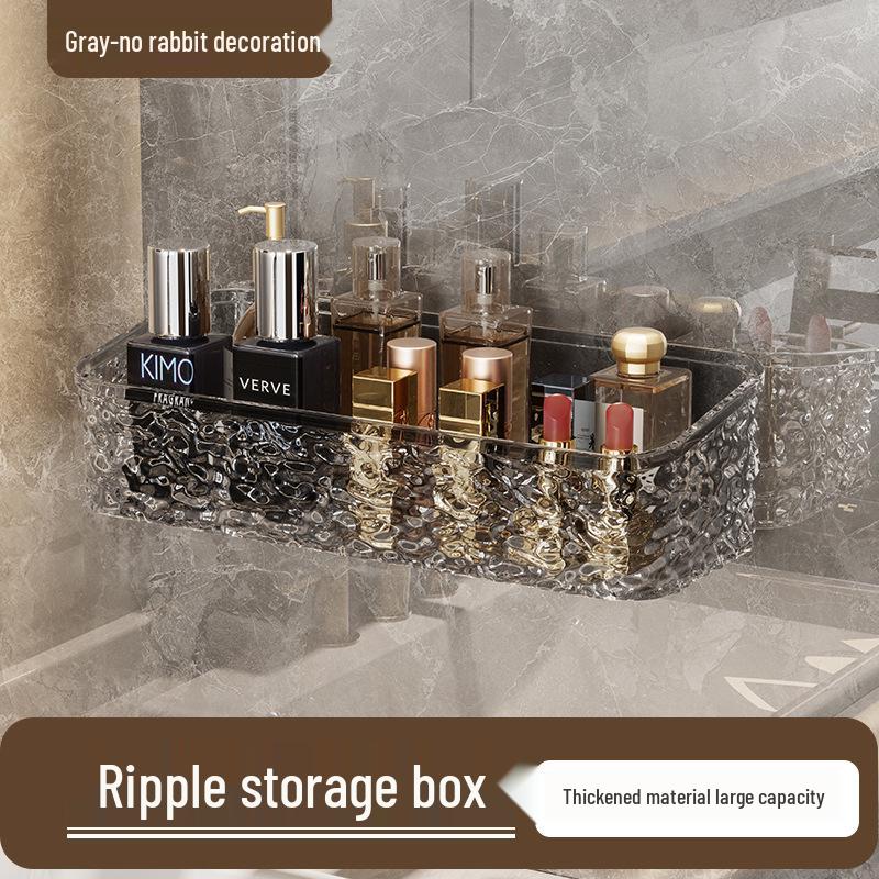 

[Настенный органайзер для косметики с волнистым краем] Прозрачная полка для парфюмерии и настольное хранение серый