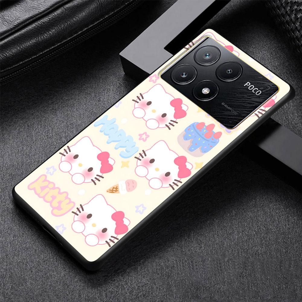Hello Kitty Kawaii KT Cat Case for Xiaomi Poco M3 X3 NFC X5 M5s M4 Pro 5G F3 Black Silicone Soft Phone Cover Coque