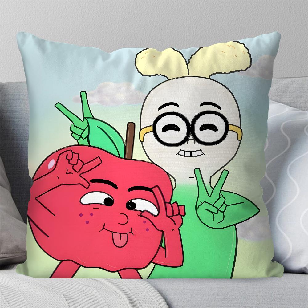 Anime Komedie Voedsel A-Appel En Ui Kussensloop Vierkante Kussen Slaapkamer Bank Vrije Tijd Comfort Auto Woonkamer Huisdecoratie 40X40
