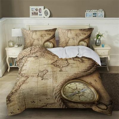 3D-Druck Nautische Karte Bettwäsche-Set, Bettbezug Steppdecke Bett-Set Bettbezug Kissenbezug, King Queen Twin Größe Jungen Mädchen Erwachsene
