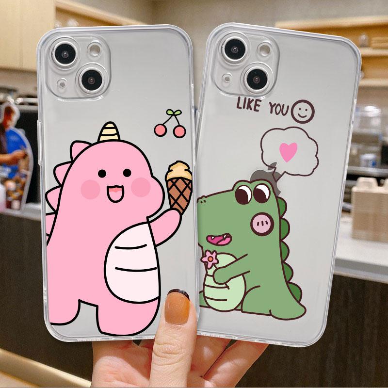 Little Dinosaur Cute Clear Case For Apple iPhone 11 14 13 12 Pro 7 8 Plus XR X XS Max 6 6S 14Pro Silicone Phone Cover