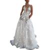 Women's Puff Dress Lace Wedding Bride Gown Sexy White Strapless Bridesmaid Dress