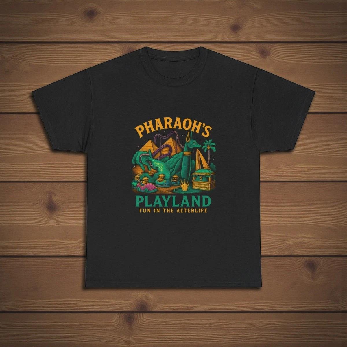 Pharaoh s Playland Tee | Egyptian Sphinx Pyramid Retro Graphic T-Shirt S