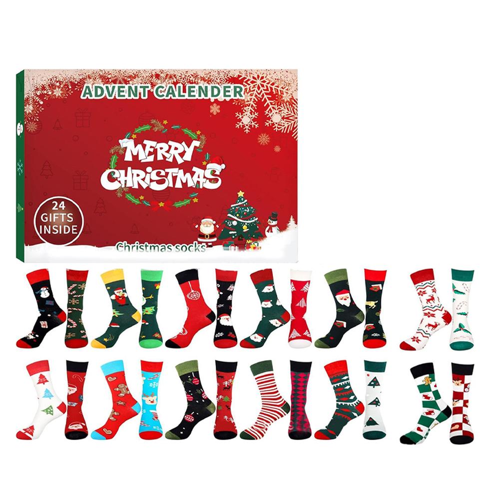 24 Days Christmas Stocking Advent Calendar with 12 Pairs of Socks for Festive Season and Comfortable Winter Wear