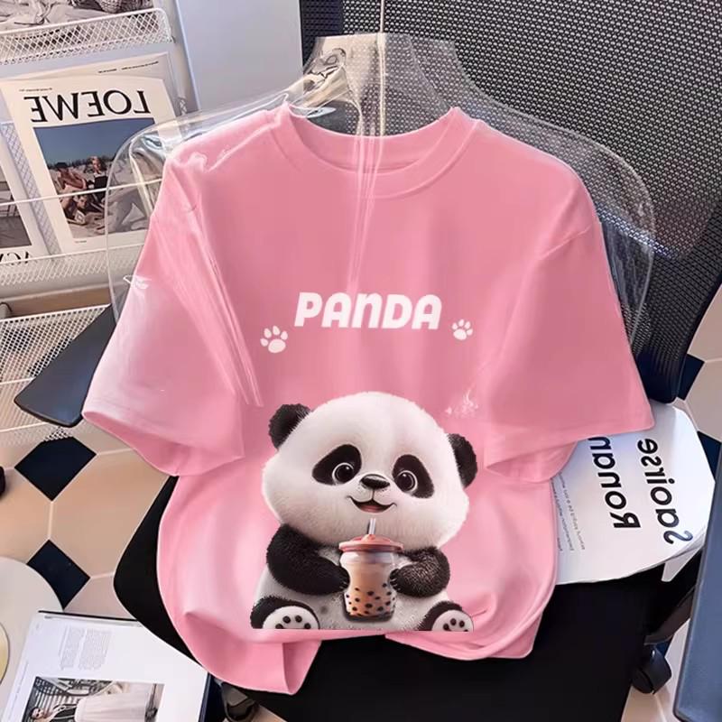 2026 Summer Cartoon Panda Casual Women’s Loose Short-Sleeve T-Shirt