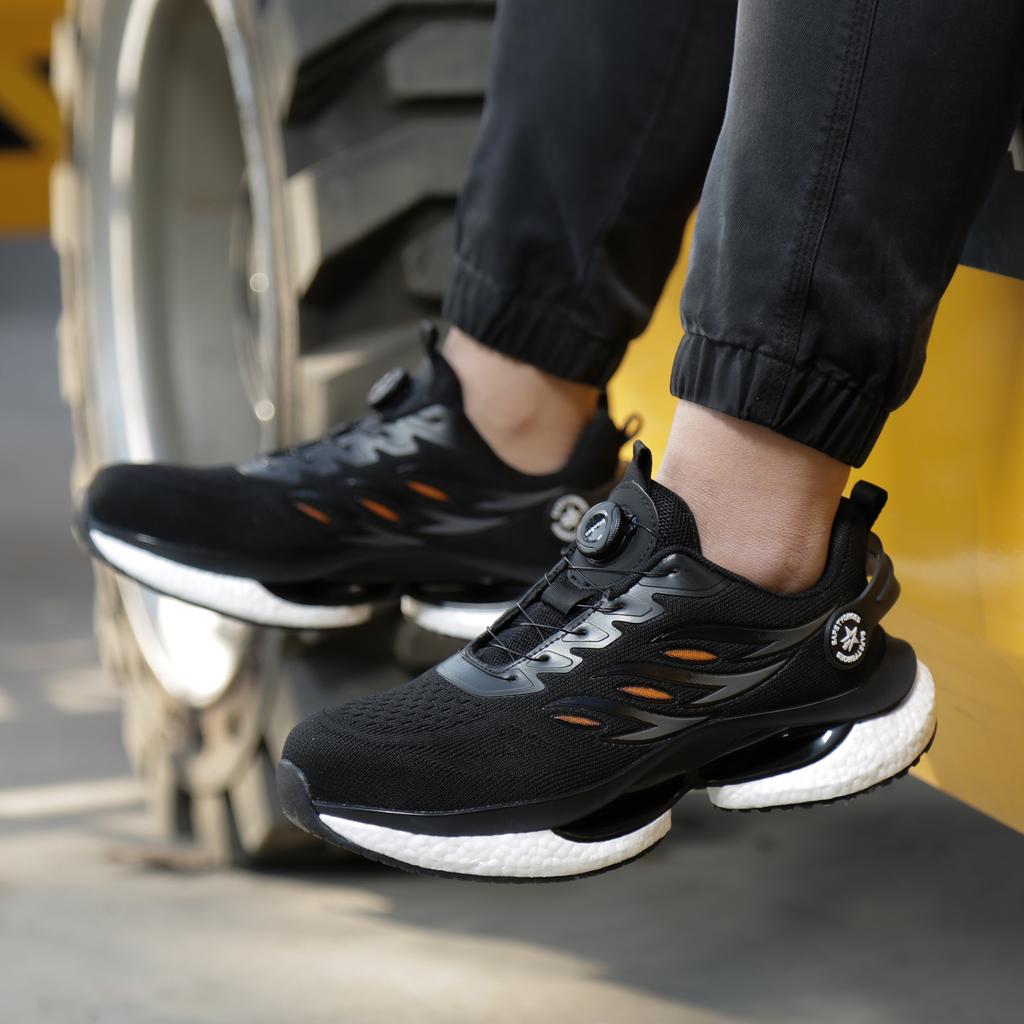 Men's Rotating Button Safety Shoes Air Cushion Men Boots Steel Toe Work Sneakers Indestructible Shoes Puncture-Proof Work Boots