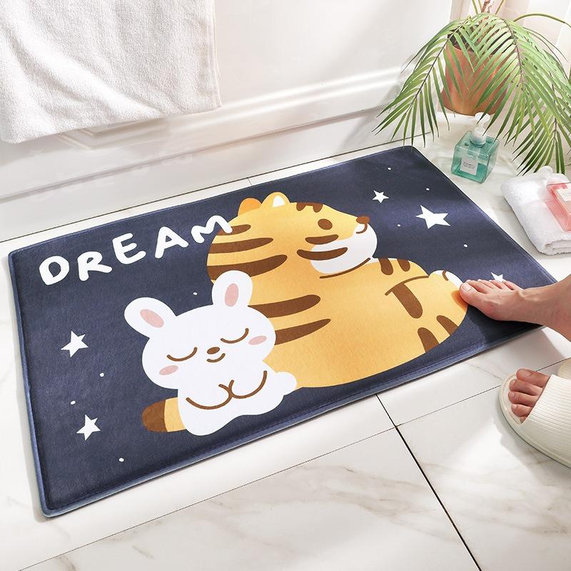 Rabbit Welcome Mat for Front Door Outdoor Entry Print Doormat Non Slip Kitchen Bedroom Footpad Home Indoor Decor Funny Kid Rug