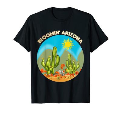 SAGUARO Arizona Spring Blooming Cactus Poppy Sunshine Desert T-Shirt