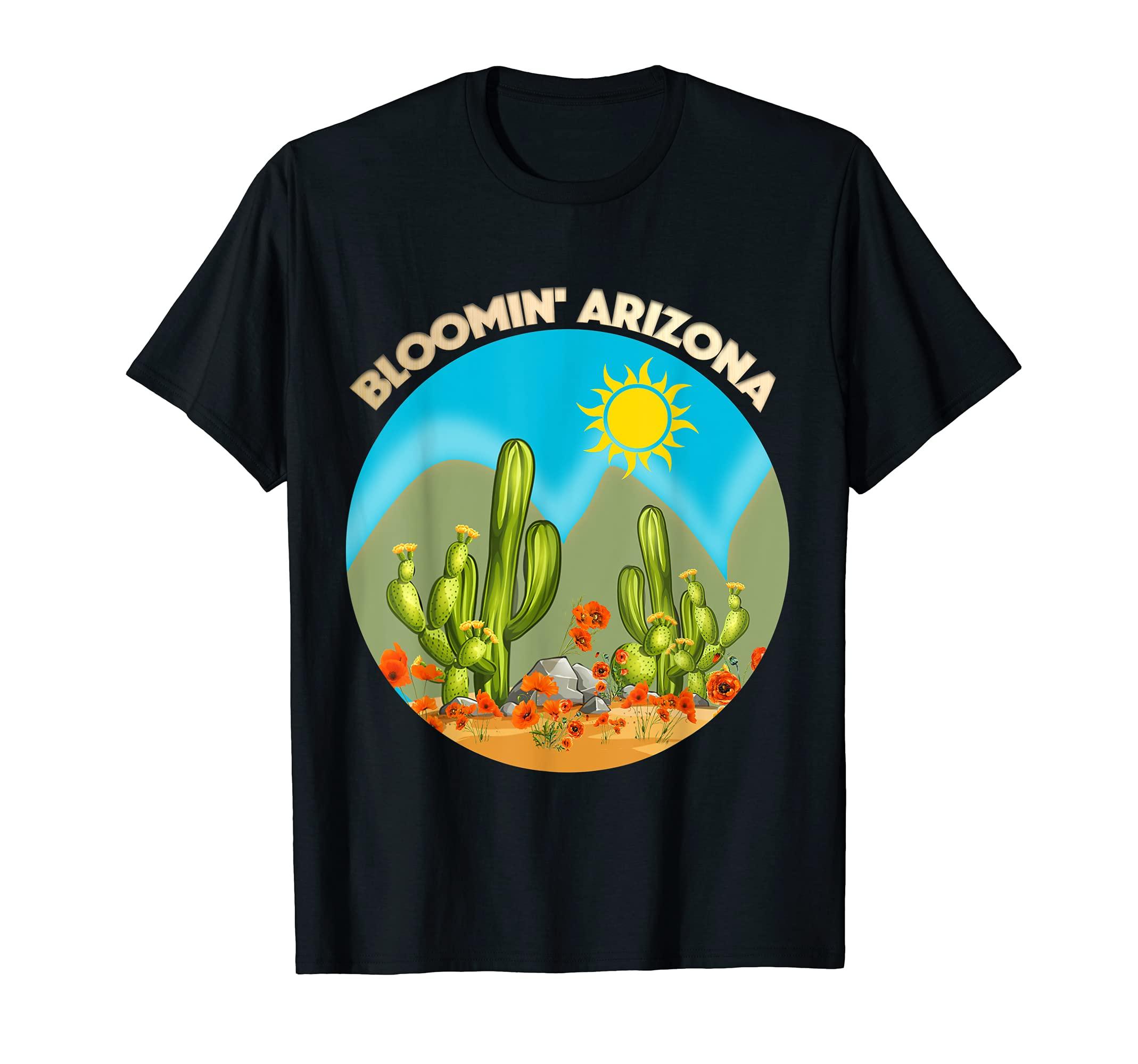 

SAGUARO Arizona Spring Blooming Cactus Poppy Sunshine Desert T-Shirt