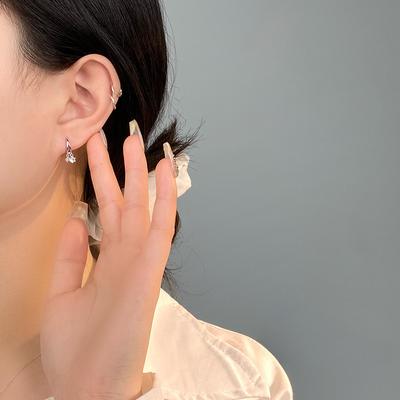 New Ear Buckle Inlaid with Zirconium Diamonds Simple and Cute Mini Shiny Earrings Niche