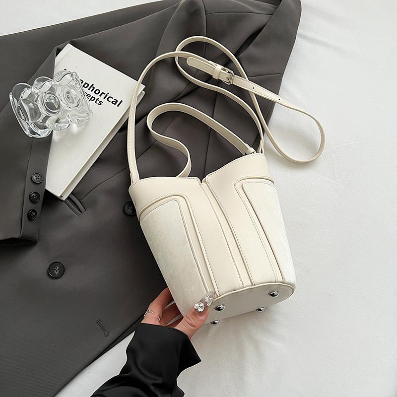 Summer Pink Bucket Handbag Fashion Splicing Single Shoulder Underarm Bags Women's  New Korean Popular Crossbody Bag