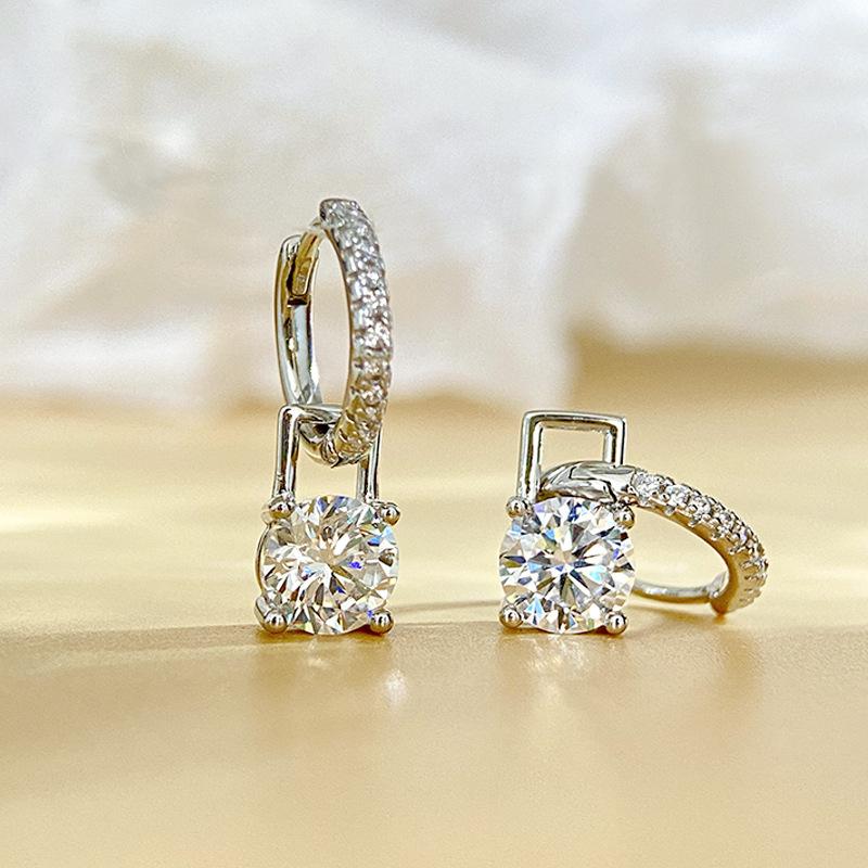 2ct Moissanite Earrings for Women Lab Grown Diamond Ear Studs 925 Silver Fine Jewelry Gift