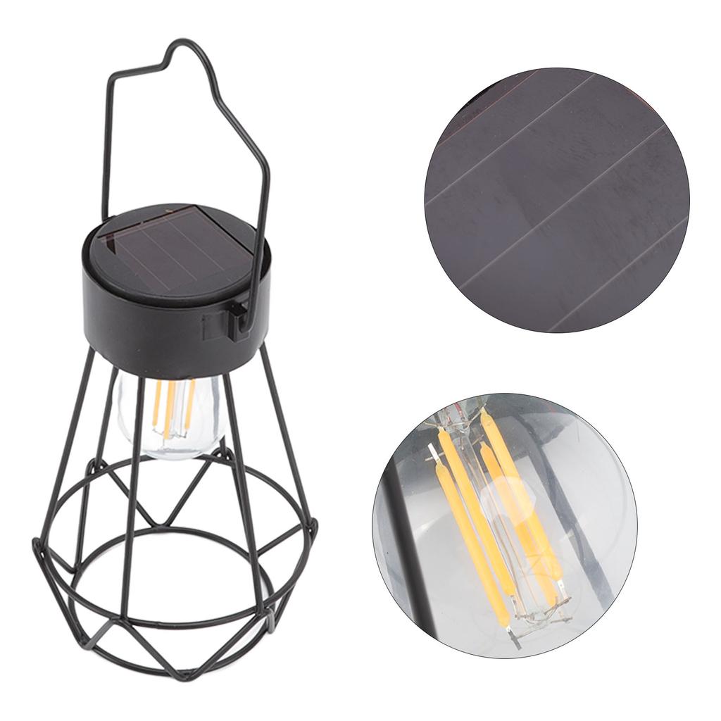 Handheld Solar Lanterns LED Vintage Lampshade Hanging Design Portable Camping Lantern for Kitchen