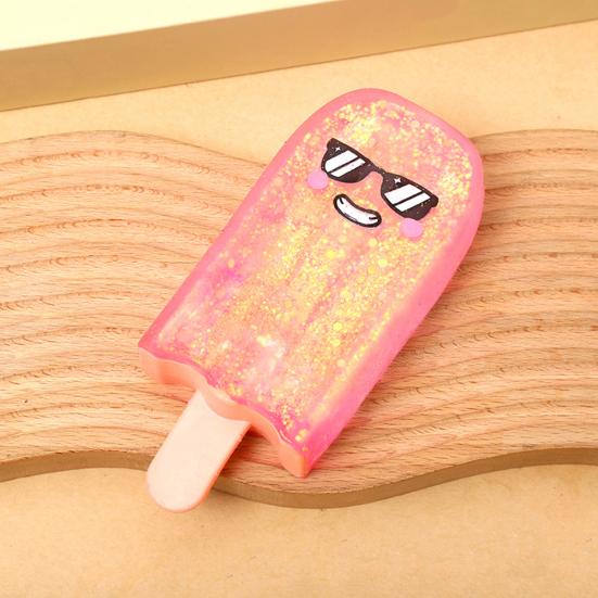 1/4Pcs Glitter Ice Cream Squeeze Toy Transparent Cartoon Ice Stick Stress Relief Sensory Toy Anxiety Relieving Slow Rising Sugar Ball Hand