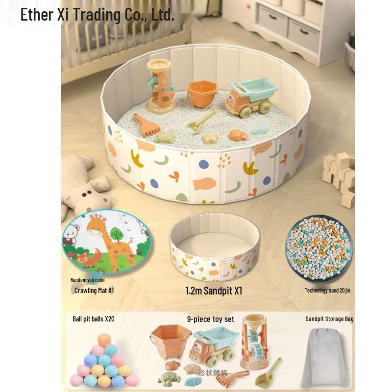 Conjunto Infantil de Arenero y Piscina de Bolas Oceánicas con Valla y Semillas de Casia Juguetes de Arena para Interior