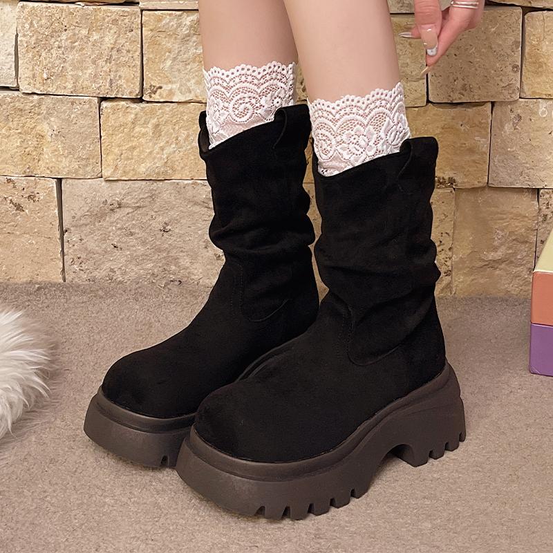 High Heels Stiefeletten Damen Designer Wildleder Schuhe Winter Neu Chelsea Boots Mode Plateau Casual Mujer Chelsea Stiefel