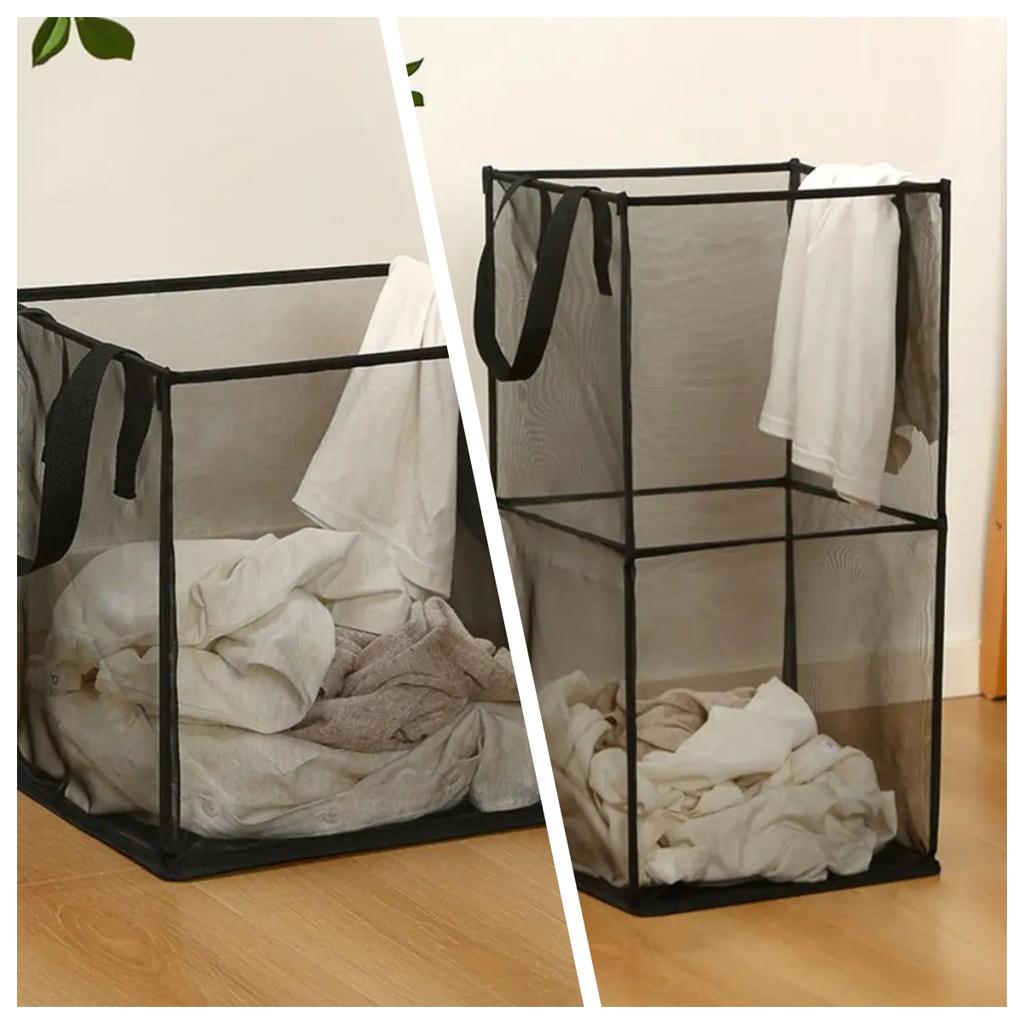 1pc Folding Laundry Basket Organizer for Dirty Clothes Bathroom Clothes Mesh Storage Bag Household Clothing Storage Basket