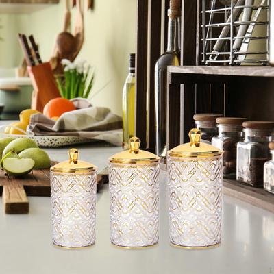 3Pcs Storage Jars with Lid Food Container Pantry Organization Elegant Airtight Kitchen Jar