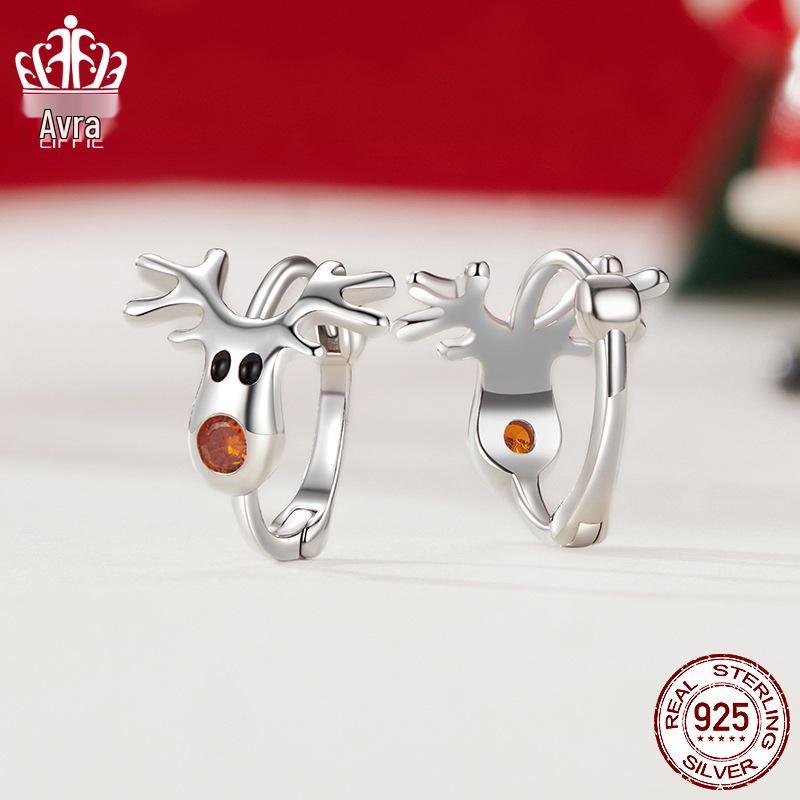 Everly Christmas Reindeer Ear Cuffs: s925 Sterling Silver Cute Earrings for Women