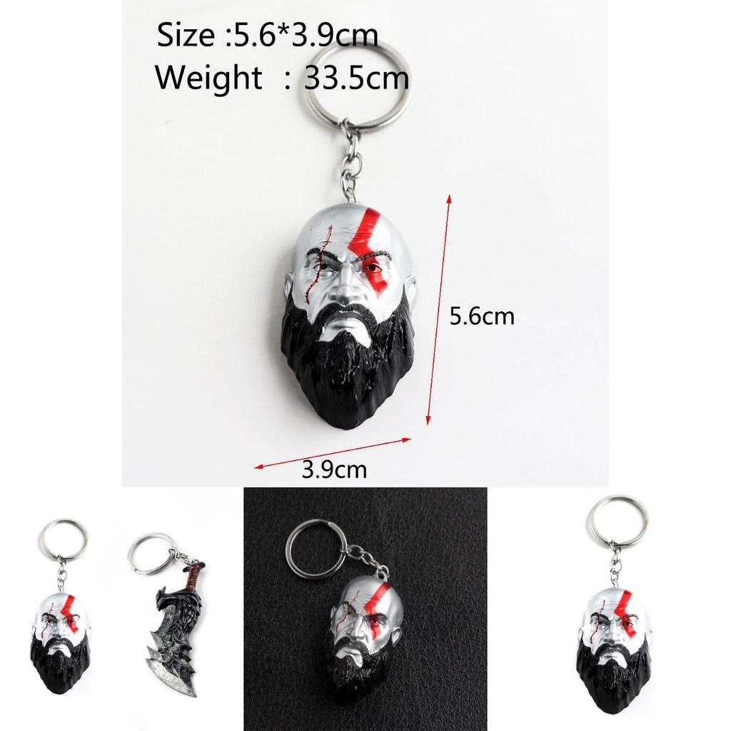 Von Gott Krieg 4 Kratos 3D Kopf Schlüsselanhänger Leviathan Axt Schlüsselanhänger Ring Metall Schmuck